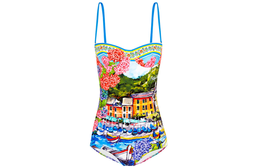 Printed swimsuit, available for $875.