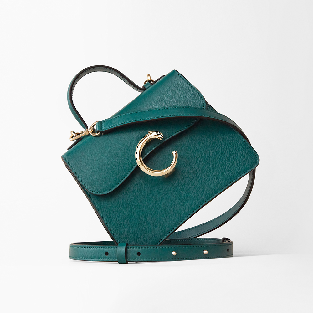CRL1001988 - C de Cartier bag, mini model - Green beryl-coloured taurillon  leather, palladium finish - Cartier